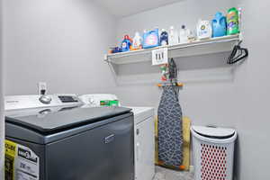 Laundry room with washer and clothes dryer