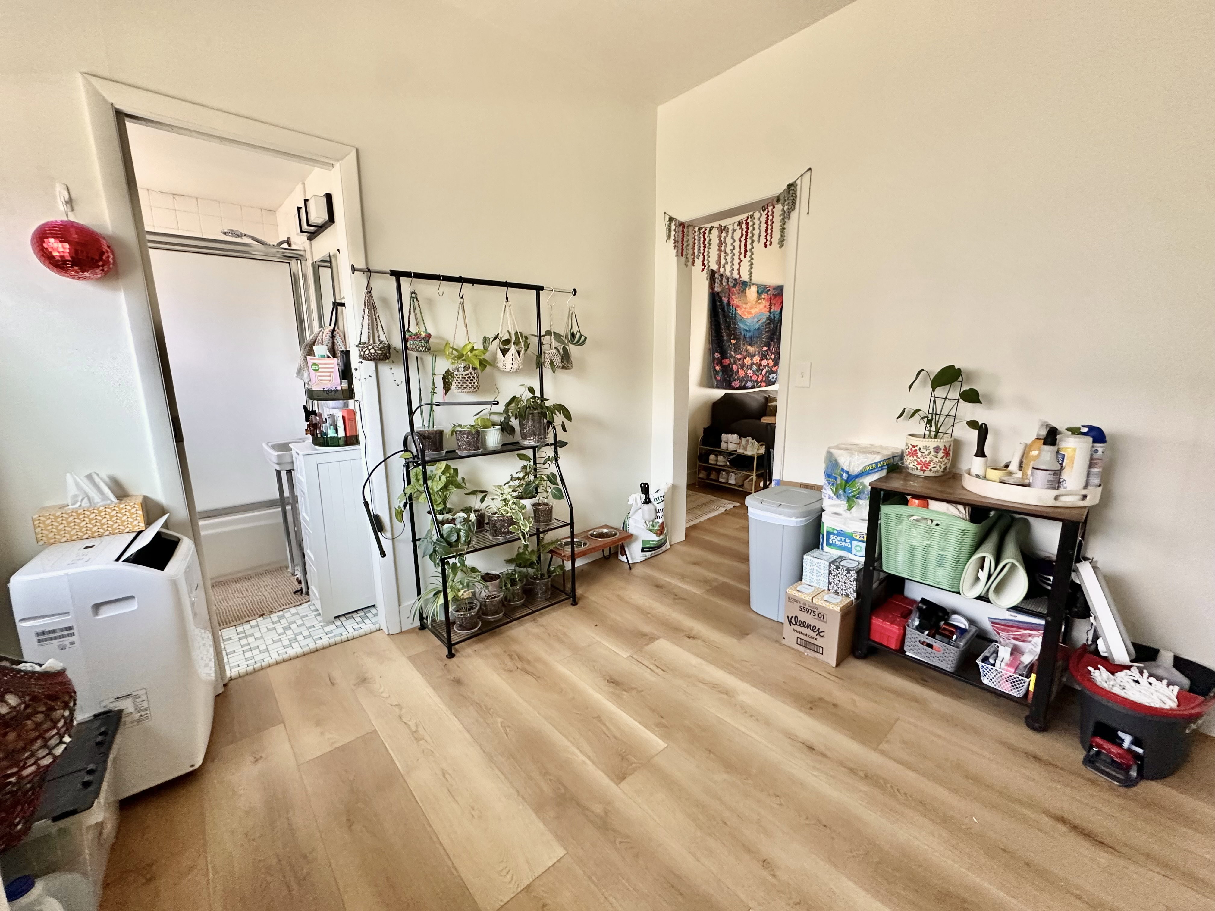 Interior space with light wood-style flooring