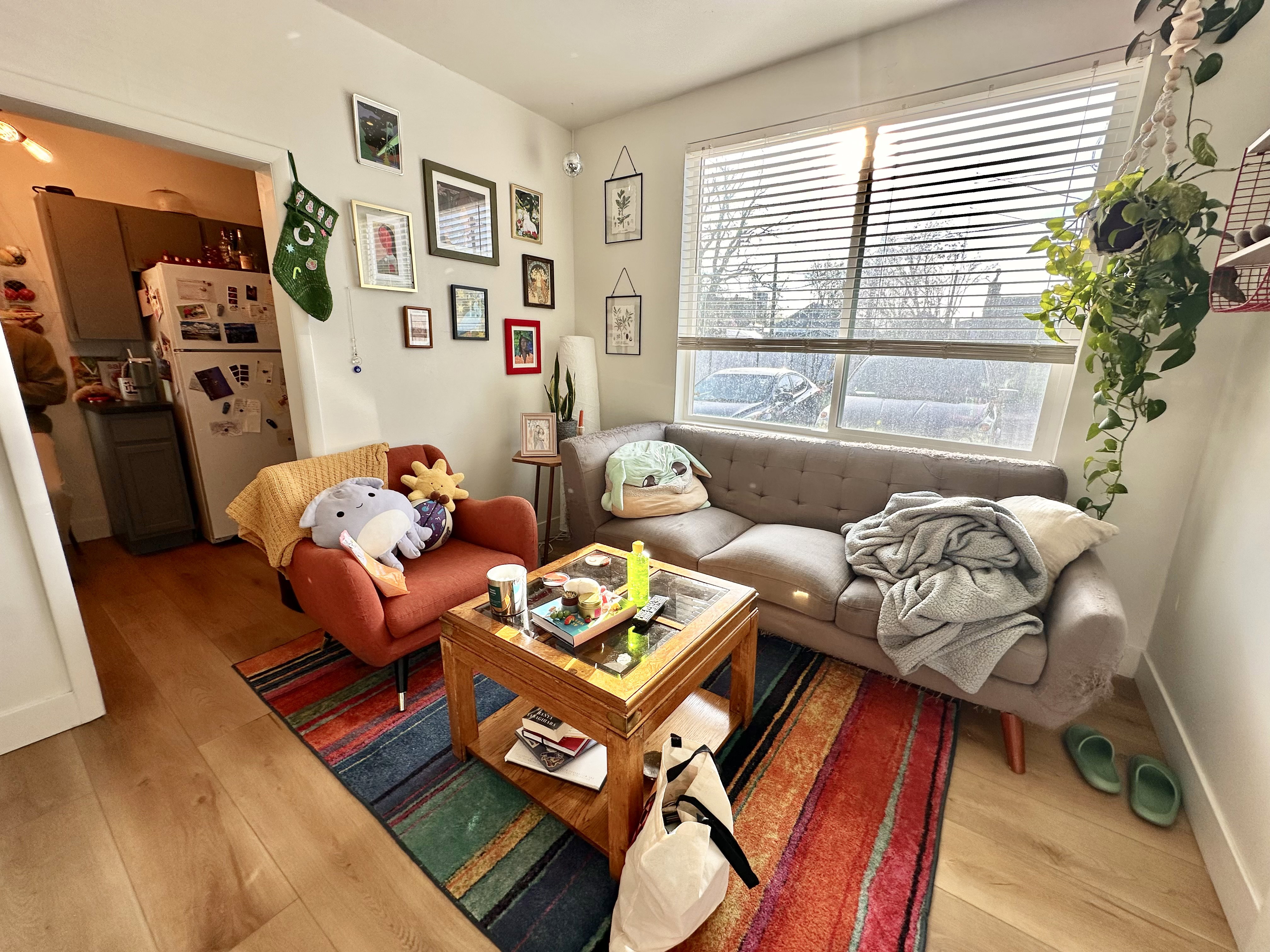 Living area with light wood-style flooring