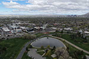 View of urban area with a water and mountain view