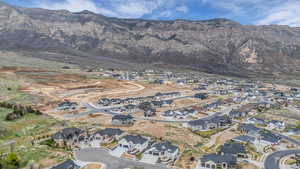 Aerial perspective of suburban area featuring mountains