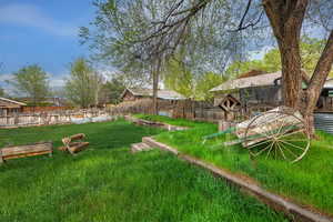 View of fenced backyard