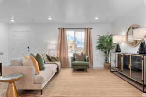 Living room featuring recessed lighting