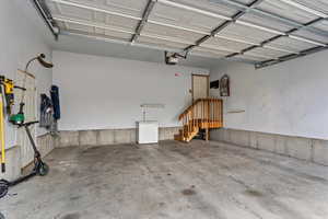 Extra-deep garage with room to accommodate a full size truck.