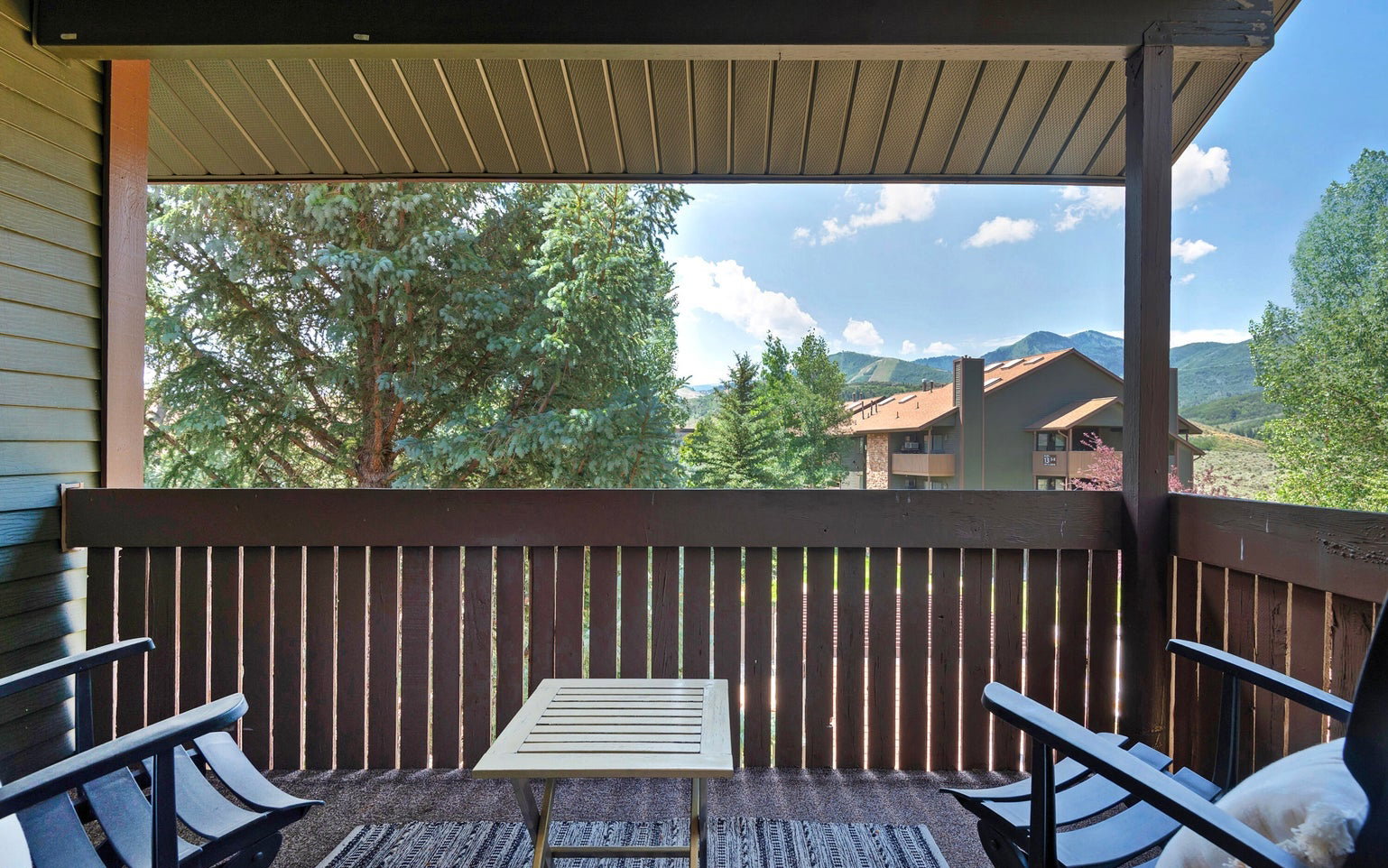 Deck featuring a mountain view