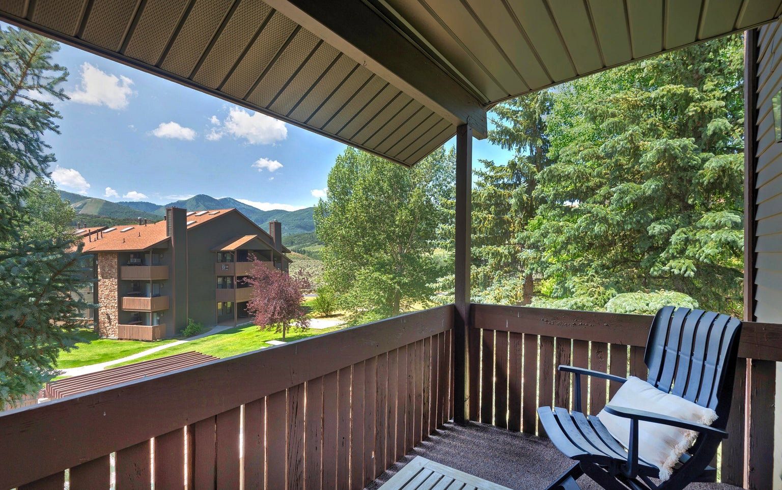 Balcony with a mountain view