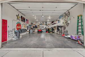 View of detached garage