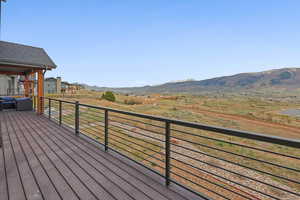 Wooden terrace with a mountain view