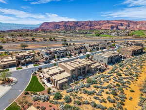 Aerial view of a mountain backdrop