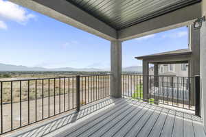 Deck featuring a mountain view