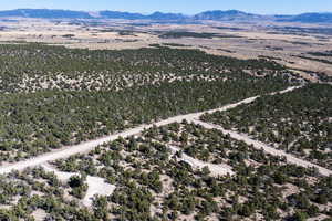 Drone / aerial view of a mountainous background