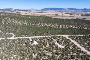 Drone / aerial view of a mountain backdrop