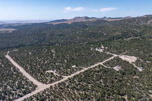 Drone / aerial view of a mountainous background