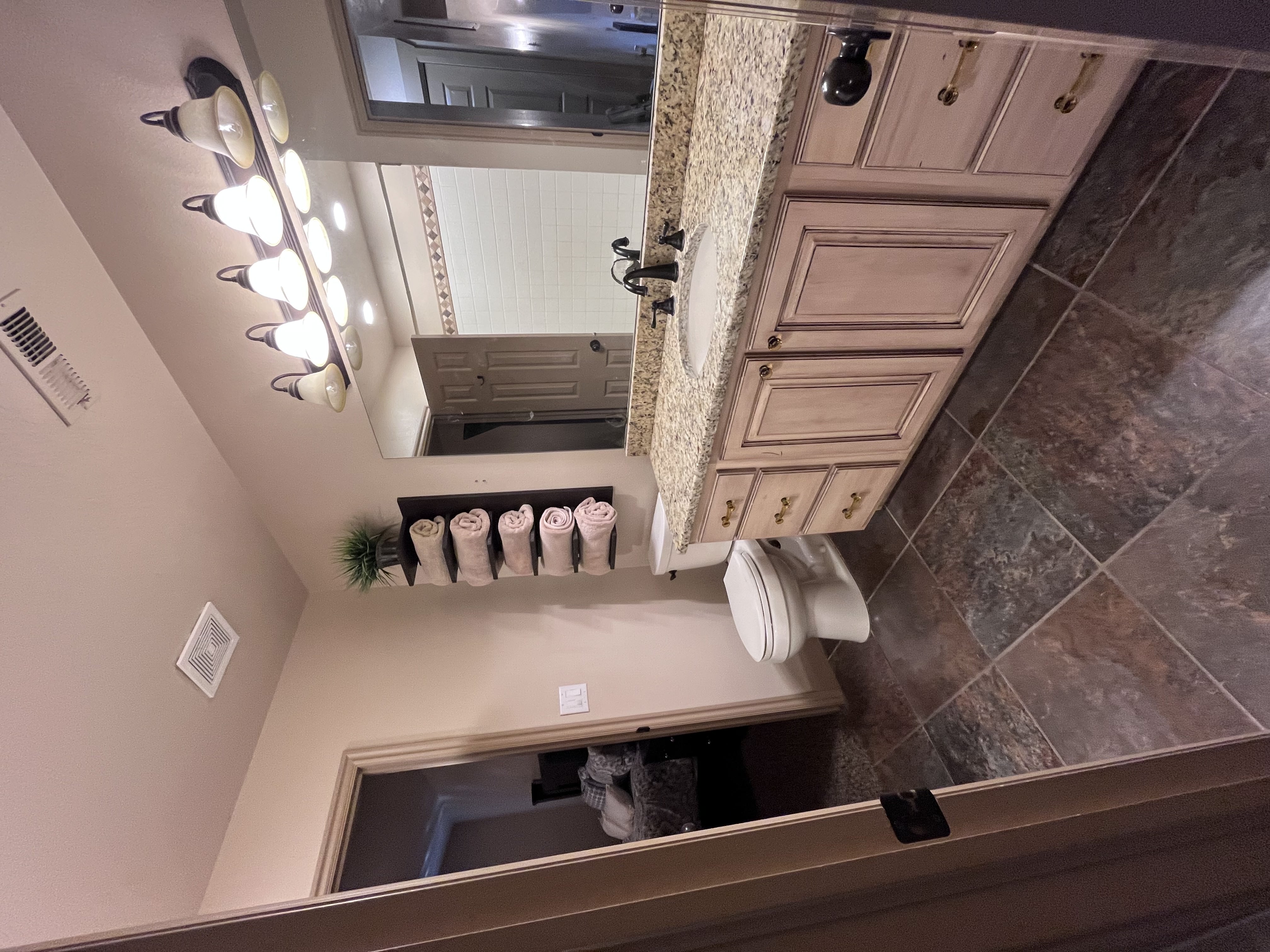 Ensuite bathroom featuring vanity and toilet