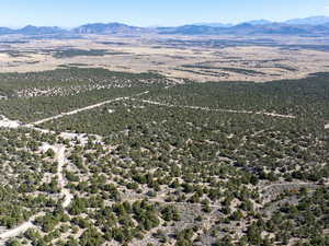 Drone / aerial view of a mountainous background