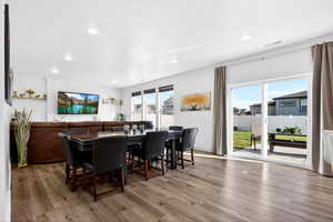 sliding door to backyard off dining open living space