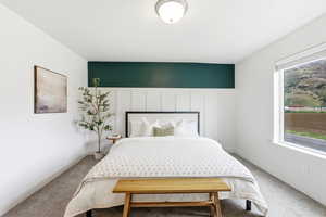 Bedroom with carpet floors