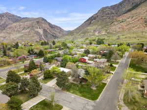 View of mountain background with nearby suburban area