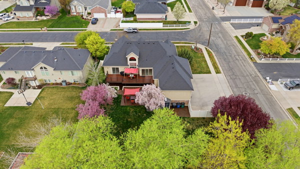 Aerial view of residential area