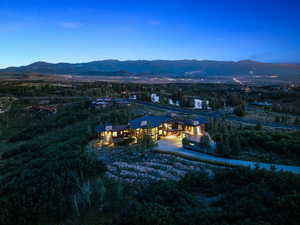 View from above of property featuring mountains