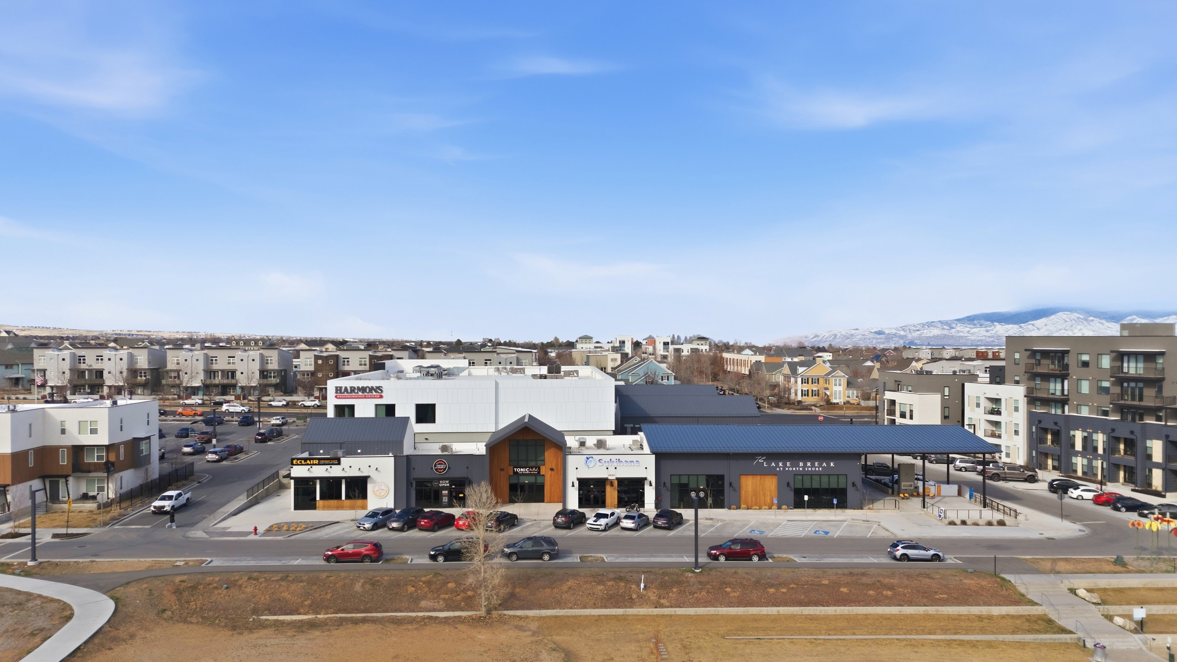 Drone / aerial view of a commercial area