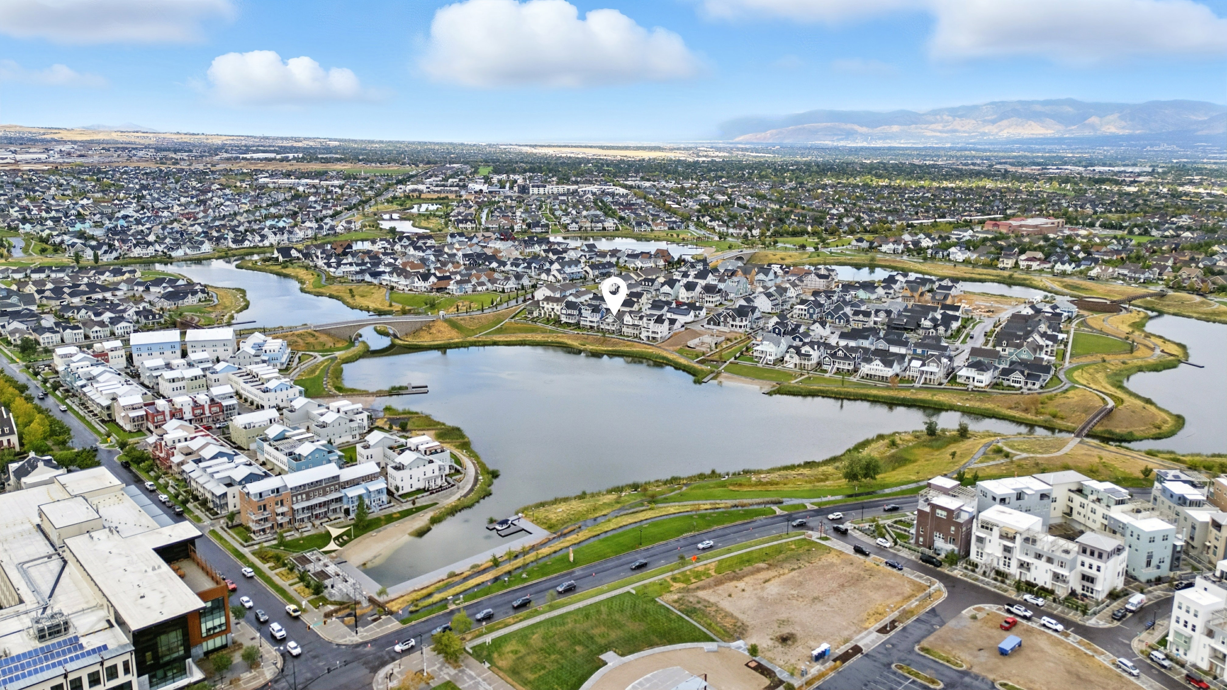 Drone / aerial view of a nearby body of water