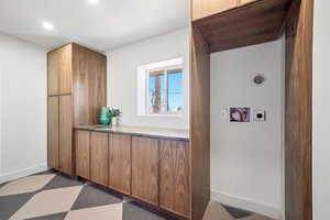 Reception featuring recessed lighting