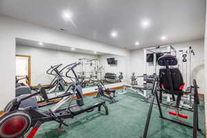 Exercise room with recessed lighting