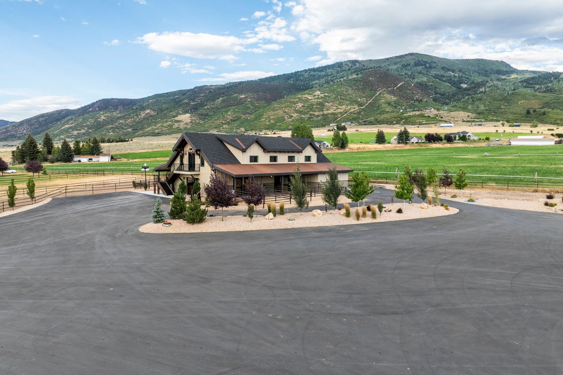 View of mountain background with rural landscape