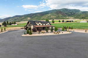 View of mountain background with rural landscape
