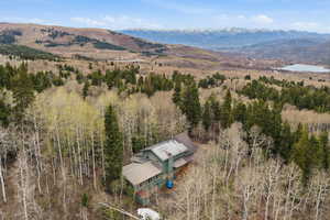 Aerial view of a mountainous background