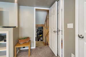 Stairs leading to storage room