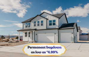 View of front of home featuring board and batten siding, driveway, an attached garage, roof with shingles, and covered porch