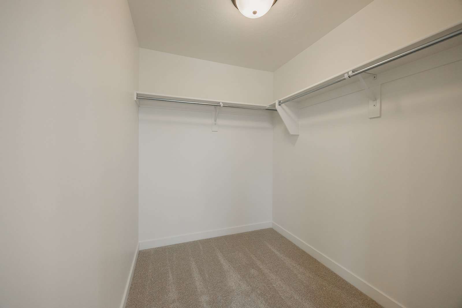 Walk in closet featuring light carpet