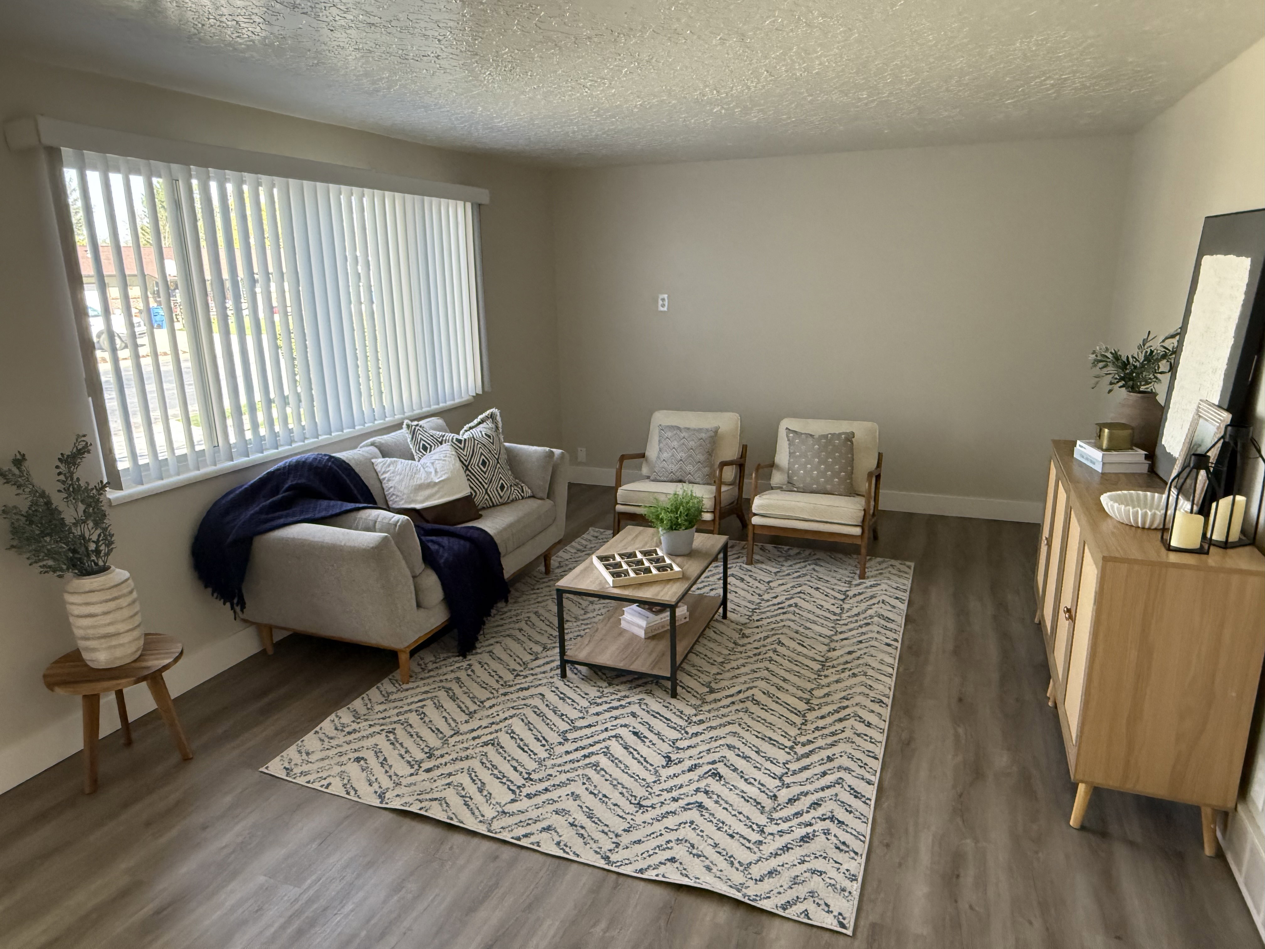 Living room with LVP.