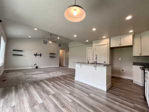 Open concept kitchen / living room area