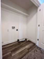 Laundry area with washer hookup, and hookup for an electric dryer