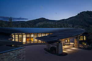 View of patio / terrace with a mountain view