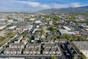 Aerial view of a mountain backdrop