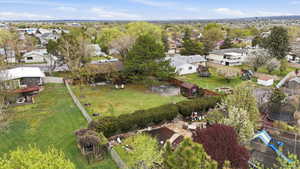 Aerial perspective of suburban area