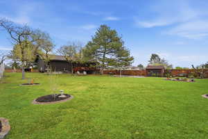 View of fenced backyard