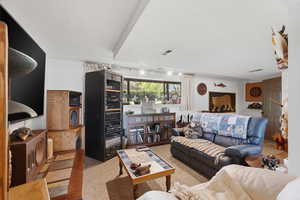 Living area featuring track lighting