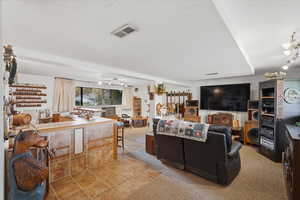 Living room with track lighting