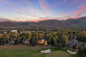 Mountain view with a golf course