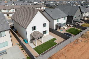 Aerial perspective of suburban area