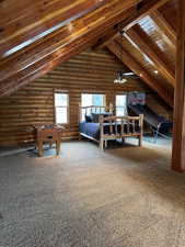 Loft with log bed