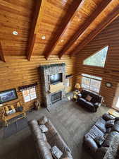 Looking down from loft