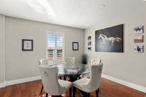Dining room with wood finished floors