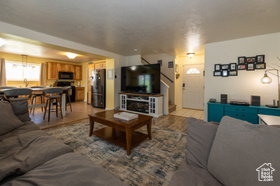 Living room featuring light wood-type flooring