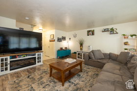 Living room with wood finished floors